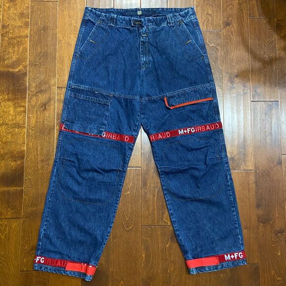 Marithe Francois Girbaud Vtg Baggy Denim Cargo Jeans Shuttle Strap Men's 40 x 35 - Picture 3 of 12